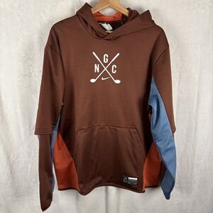 Mens Nike Golf Club Hoodie Sweatshirt Brown/Blue/Coral #FQ1145-231 Sz Large NWT